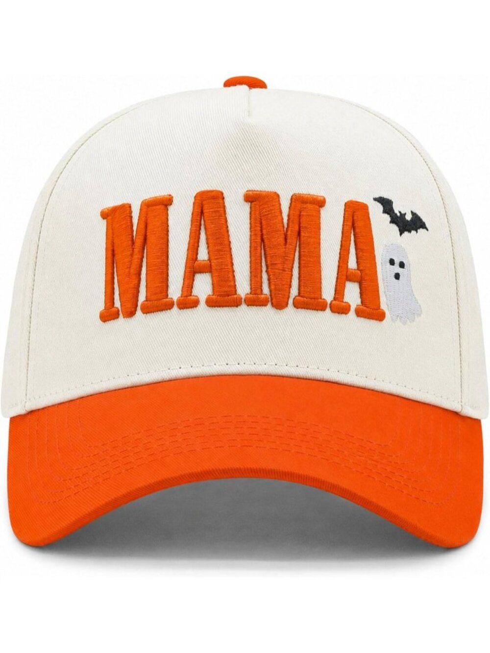 Womens Mama-orange/Beige Vintage Snapback Trendy Mom Halloween Trucker Hat